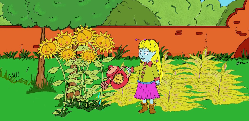 Purdee watering flowers